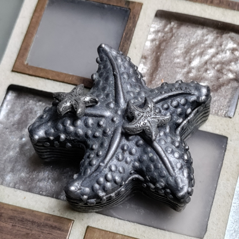 Vintage Torino Starfish Pewter Trinket/brooch/earrings set - Picture 2 of 12